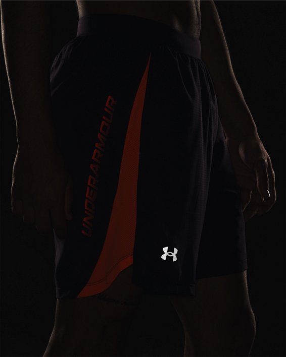 Men's UA Launch 7'' Graphic Shorts in Purple image number 3